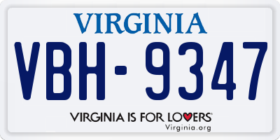 VA license plate VBH9347