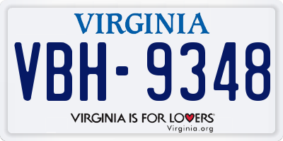 VA license plate VBH9348