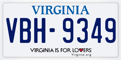 VA license plate VBH9349