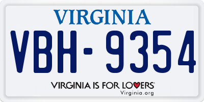 VA license plate VBH9354