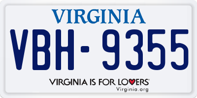 VA license plate VBH9355