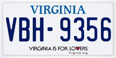 VA license plate VBH9356