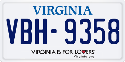 VA license plate VBH9358