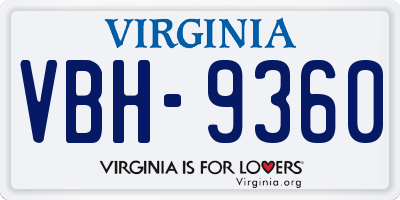 VA license plate VBH9360