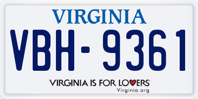 VA license plate VBH9361