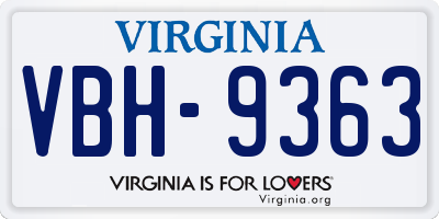 VA license plate VBH9363