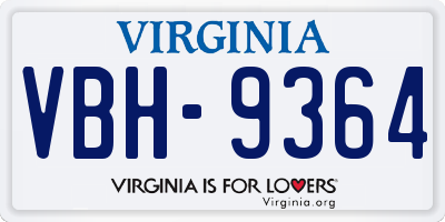 VA license plate VBH9364