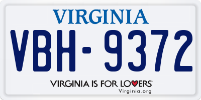VA license plate VBH9372
