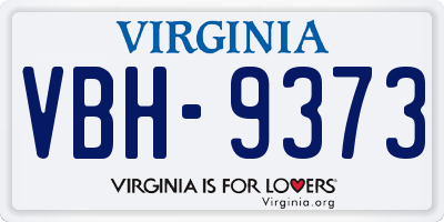 VA license plate VBH9373