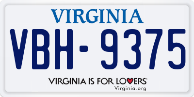 VA license plate VBH9375