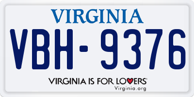 VA license plate VBH9376
