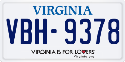 VA license plate VBH9378
