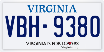VA license plate VBH9380