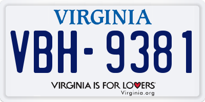 VA license plate VBH9381