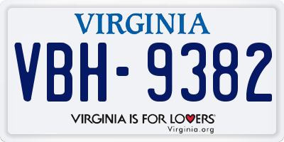 VA license plate VBH9382