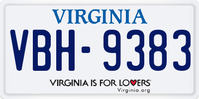 VA license plate VBH9383