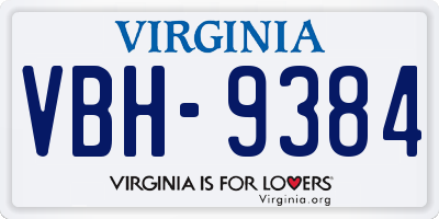 VA license plate VBH9384