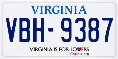 VA license plate VBH9387