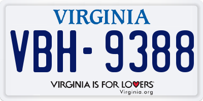 VA license plate VBH9388
