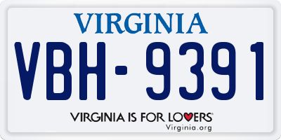 VA license plate VBH9391