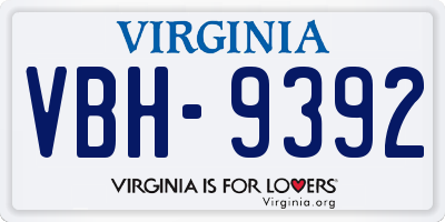 VA license plate VBH9392