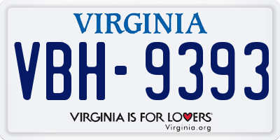 VA license plate VBH9393