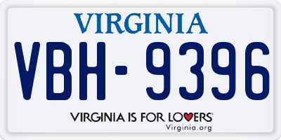 VA license plate VBH9396