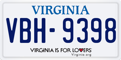 VA license plate VBH9398