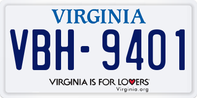 VA license plate VBH9401