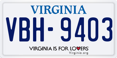 VA license plate VBH9403