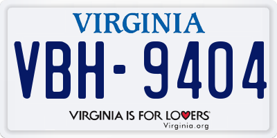 VA license plate VBH9404