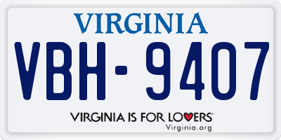 VA license plate VBH9407