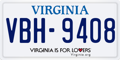 VA license plate VBH9408