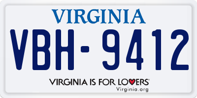 VA license plate VBH9412