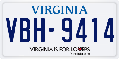 VA license plate VBH9414
