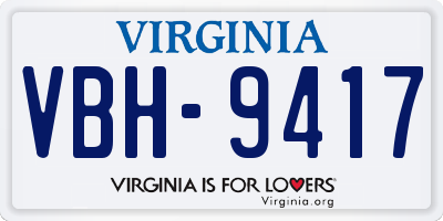 VA license plate VBH9417