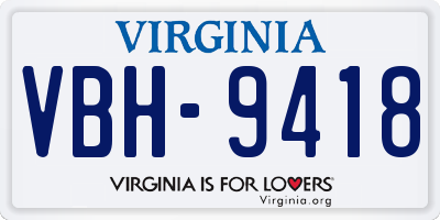 VA license plate VBH9418