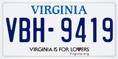 VA license plate VBH9419