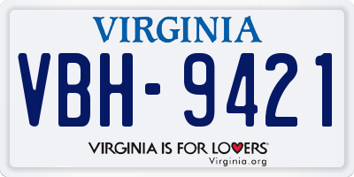 VA license plate VBH9421