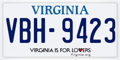 VA license plate VBH9423
