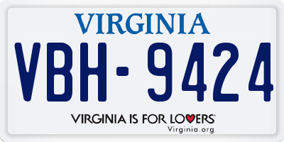 VA license plate VBH9424