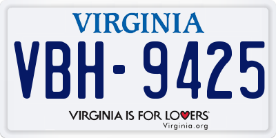 VA license plate VBH9425