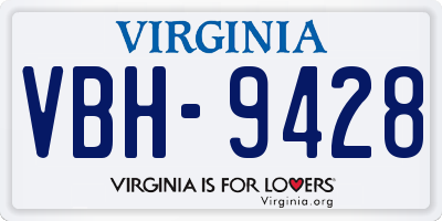 VA license plate VBH9428