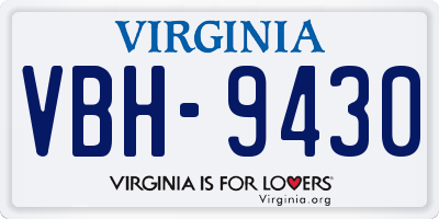 VA license plate VBH9430