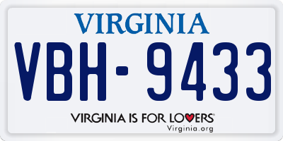 VA license plate VBH9433
