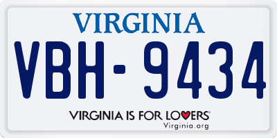 VA license plate VBH9434