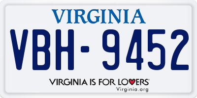 VA license plate VBH9452