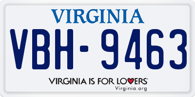 VA license plate VBH9463