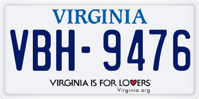 VA license plate VBH9476