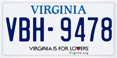 VA license plate VBH9478